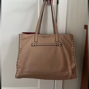 Valentino Rockstud Peach Beige Soft Butter Leather Tote